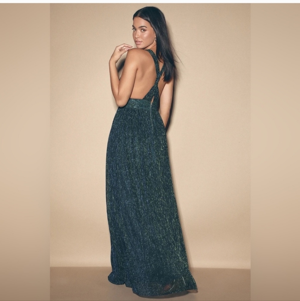 Lulus green and blue metallic maxi - Picture 2 of 7